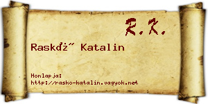 Raskó Katalin névjegykártya