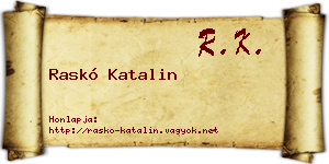 Raskó Katalin névjegykártya